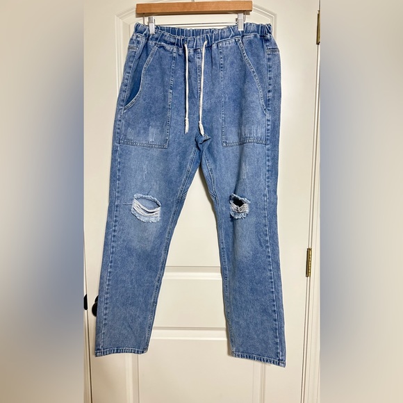 Wide Leg Jeans sz 2XL elastic waist pull on plus size - Picture 3 of 11